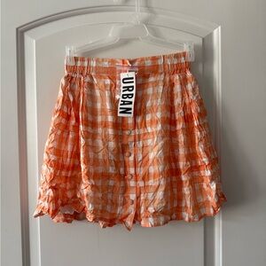 Urban Outfitters Orange Checkered Midi Skirt